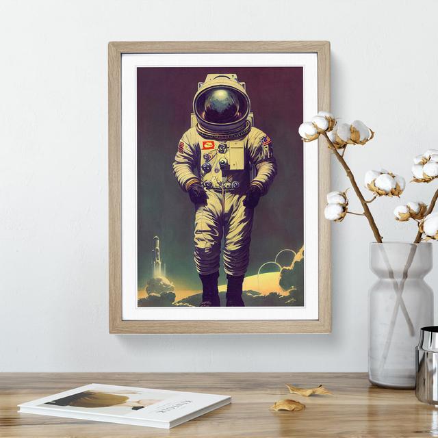 Brilliant Astronaut - Single Picture Frame Print Latitude Run Frame Colour: Oak, Size: 64cm H x 46cm W x 2cm D on Productcaster.