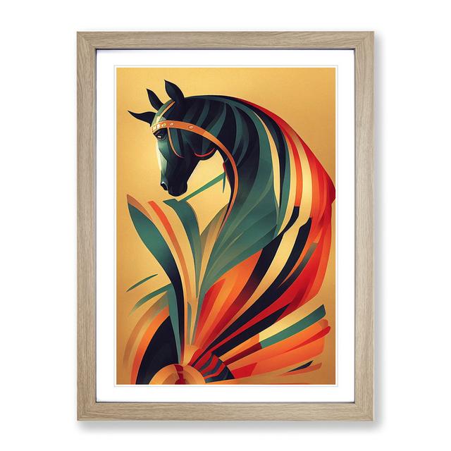 Horse No.4 - Picture Frame Graphic Art Natur Pur Size: 46cm H x 34cm W x 2cm D, Frame Colour: Oak Framed on Productcaster.