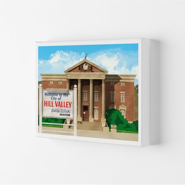 Hill Valley 1985 Revised by Richard O'Neill - Graphic Art Print Corrigan Studio Size: 59.4cm H x 84cm W x 4cm D, Format: Wrapped Canvas on Productcaster.