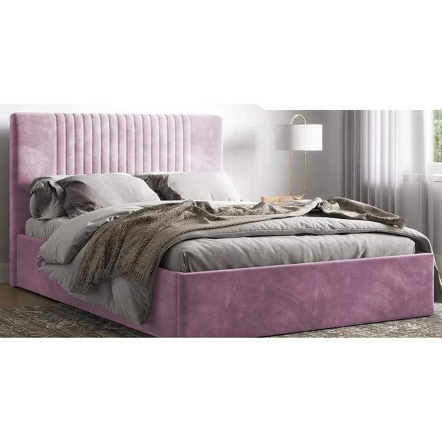 Malmo Upholstered Ottman Storage Bed Frame Britainsleep Colour: Matte Pink, Size: Kingsize (5') on Productcaster.