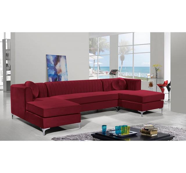 Ecksofa Canora Grey Polsterfarbe: Rot on Productcaster.