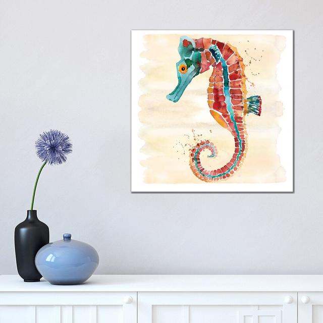 Seahorse by Sara Berrenson - Painting Print on Canvas House of Hampton Size: 45.72cm H x 45.72cm W x 3.81cm D, Format: Wrapped Canvas on Productcaster.