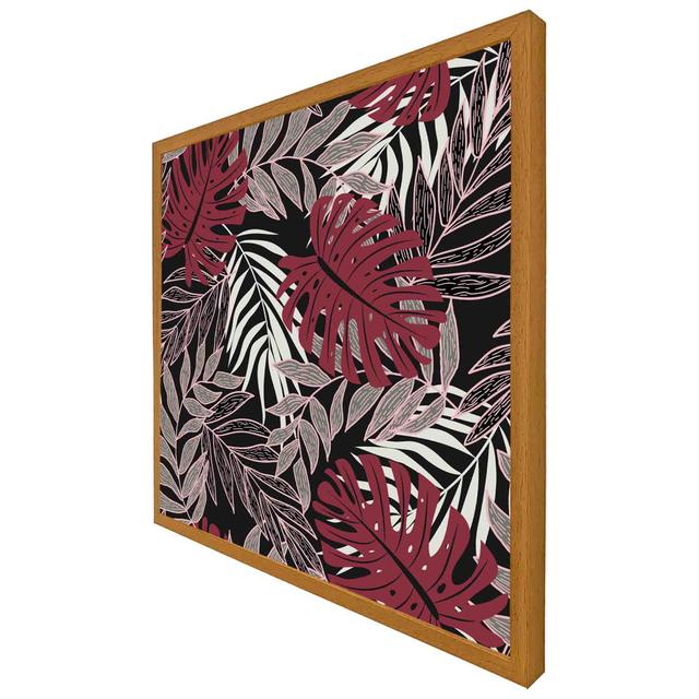 Tashina Tropical Leaves In Red, White & Grey - Single Picture Frame Print 17 Stories Size: 31cm H x 31cm W x 4cm D, Frame Colour: Oak Framed on Productcaster.