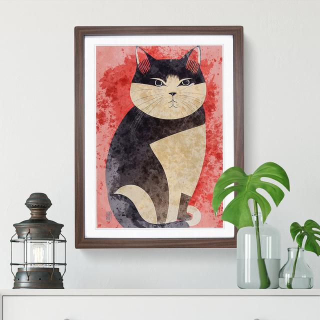 Fat Cat - Picture Frame Graphic Art ClassicLiving Size: 46cm H x 34cm W x 2cm D, Frame Colour: Walnut on Productcaster.