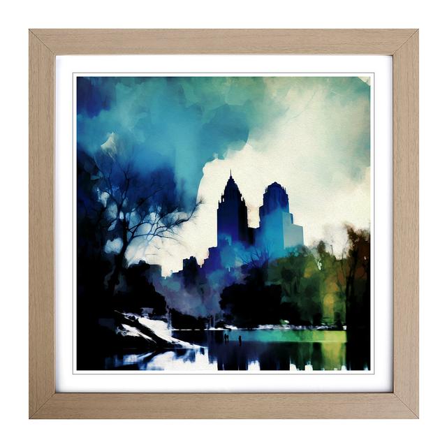 Central Park Abstract Expressionism - Print Marlow Home Co. Frame Colour: Oak on Productcaster.