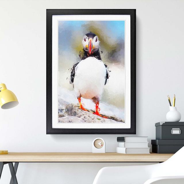 Lone Atlantic Puffin in Abstract - Picture Frame Graphic Art Print East Urban Home Size: 60cm H x 40cm W x 2cm D, Frame Option: Black on Productcaster.