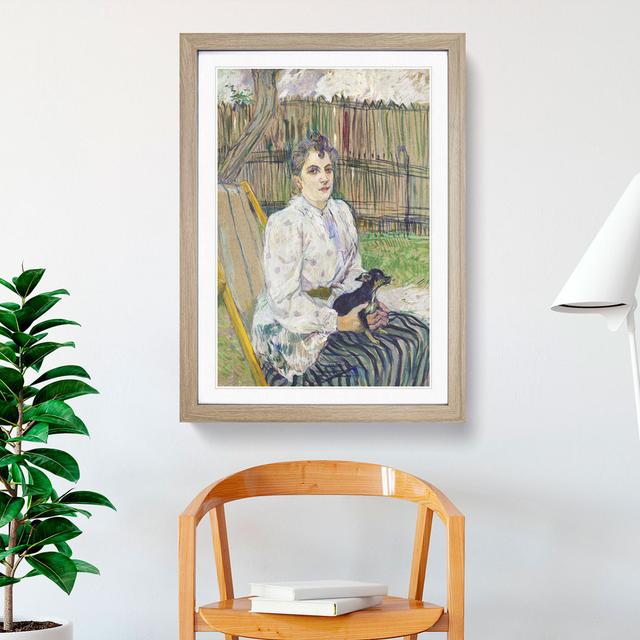 Lady with a Dog by Henri de Toulouse-Lautrec - Picture Frame Painting East Urban Home Frame Option: Oak Framed, Size: 65cm H x 48cm W x 2cm D on Productcaster.