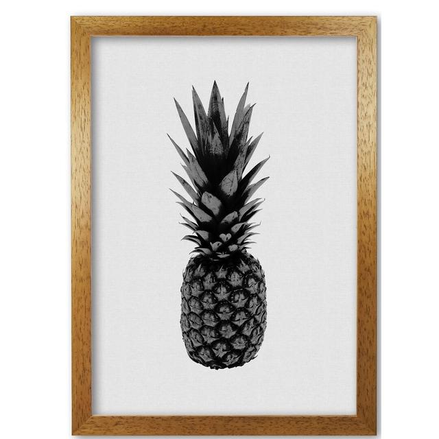 'Pineapple' Photograph in Black/White East Urban Home Format: Honey Oak Frame, Size: 30 cm H x 21 cm W x 5 cm D on Productcaster.