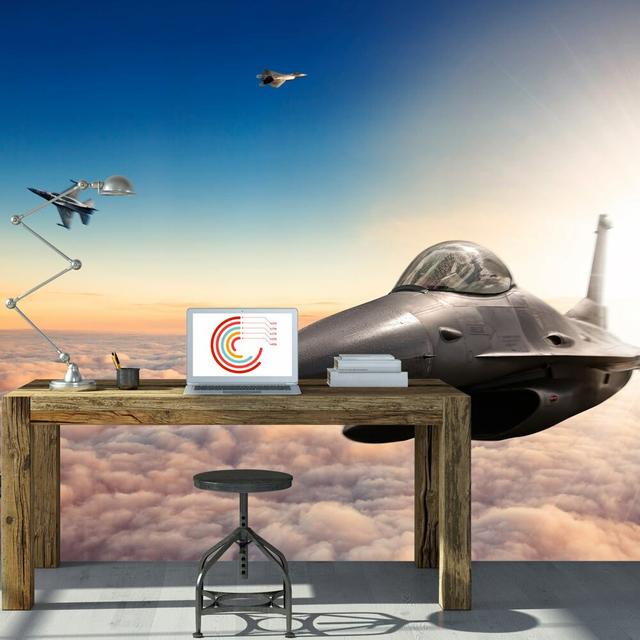 Fototapete F16 Fighter Jets 245 cm x 350 cm East Urban Home Größe: 400 cm x 280 cm on Productcaster.