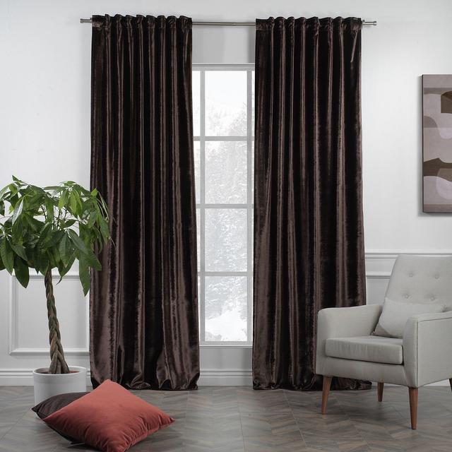 100% Blackout Thermal Extra Long & Extra Wide Shiny Velvet Decorative Curtain Panel Lilijan Home & Curtain Panel Size: 140cm Width x 200cm Drop, Curta on Productcaster.