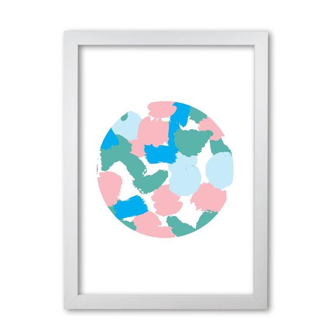 Pink and Green Paint Splodge Circle Abstract - Graphic Art Print on Paper East Urban Home Format: White Grain Frame, Size: 85 cm H x 60 cm W x 5 cm D on Productcaster.