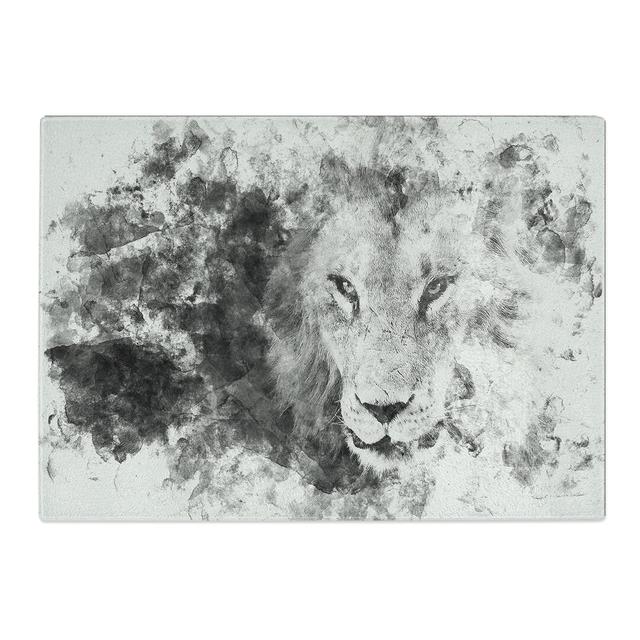 Tempered Glass Portrait of a Lion Chopping Board East Urban Home Size: 20 cm x 28.5 cm on Productcaster.