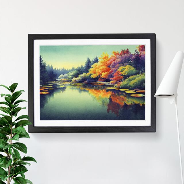 Colourful Watercolour Pond - Picture Frame Graphic Art Alpen Home Size: 34cm H x 46cm W x 2cm D, Frame Colour: Black Framed on Productcaster.