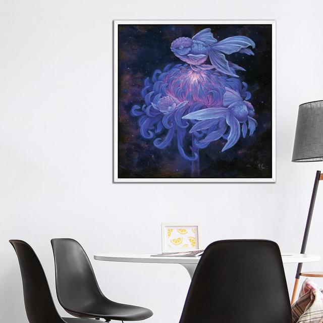 Goldfish Moon by Martin Hsu - Painting on Canvas Latitude Run Format: White Framed, Size: 93.98cm H x 93.98cm W x 3.81cm D on Productcaster.