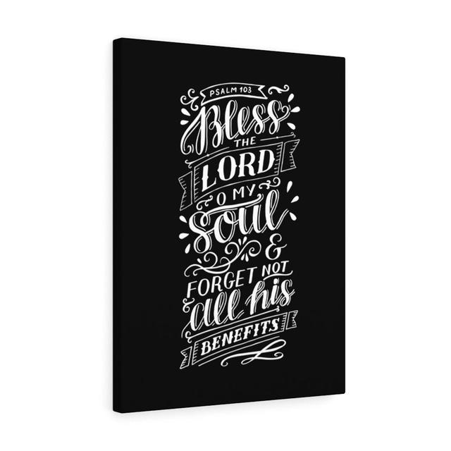 O My Soul Psalm 103 - Wrapped Canvas Typography Blue Elephant Size: 41cm H x 30cm W on Productcaster.