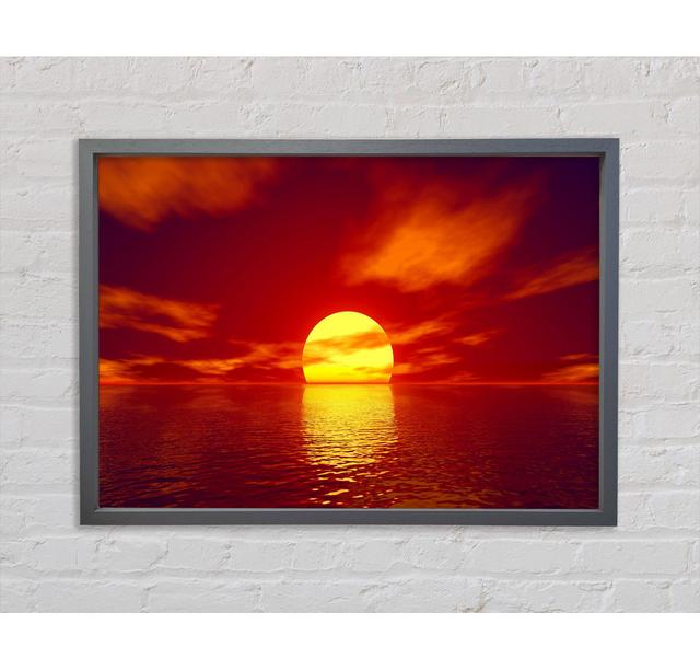 Gerahmtes Poster Golden Sun In The Red Sky House of Hampton Größe: 84,1 cm H x 118,9 cm B x 3,3 cm T, Format: Dunkelgrau gerahmte Leinwand on Productcaster.