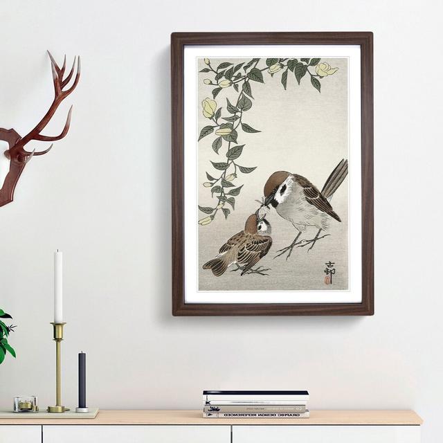 Sparrow Birds and Plants by Ohara Koson - Picture Frame Painting Print East Urban Home Size: 36cm H x 27cm W x 2cm D, Frame Option: Walnut Framed on Productcaster.