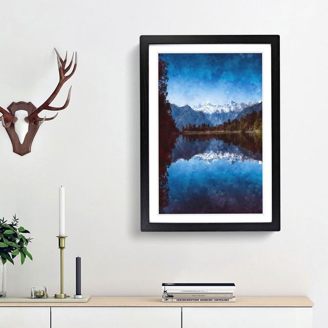 Lake Matheson in New Zealand - Picture Frame Graphic Art Print East Urban Home Frame Option: Black Framed, Size: 63cm H x 45cm W x 2cm D on Productcaster.