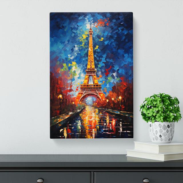 Eiffel Tower Action Painting - Print Marlow Home Co. Size: 76cm H x 50cm W x 3cm D on Productcaster.