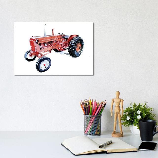 Lil Red Tractor - Painting Print on Canvas Williston Forge Format: Wrapped Canvas, Size: 20.32cm H x 30.48cm W x 1.91cm D on Productcaster.