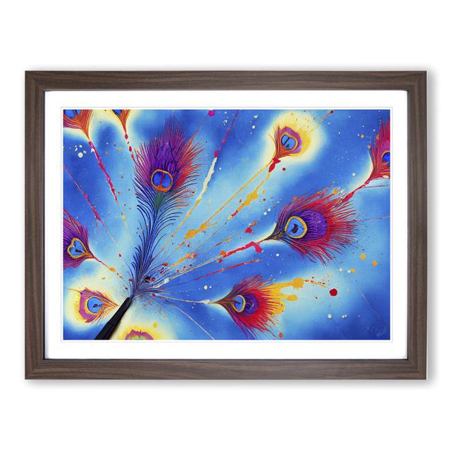 XH1022-6849X Peacock Feather Splash Vol.1 Abstract - Picture Frame Print Latitude Vive Size: 25cm H x 34cm W, Frame Colour: Brown on Productcaster.