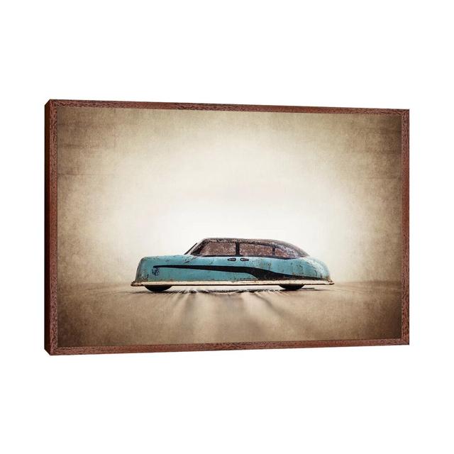 Argo Light Blue Dark Stripe - Print on Canvas Williston Forge Size: 45.72cm H x 66.04cm W x 3.81cm D, Format: Classic Brown Wood Framed on Productcaster.