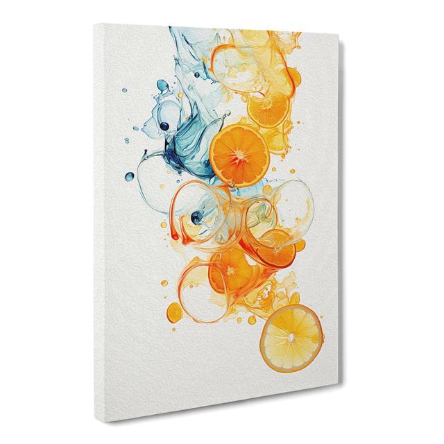 Citrus Fruits Gestural - Wrapped Canvas Art Prints Marlow Home Co. Size: 76cm H x 50cm W x 3cm D on Productcaster.