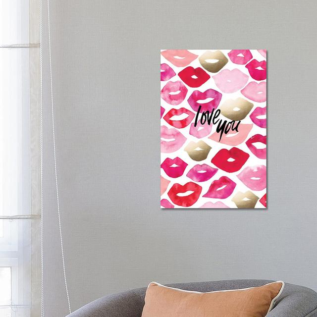 Valentine Lips by Sara Berrenson - Typography Print on Canvas Ebern Designs Format: Wrapped Canvas, Size: 66.04cm H x 45.72cm W x 3.81cm D on Productcaster.