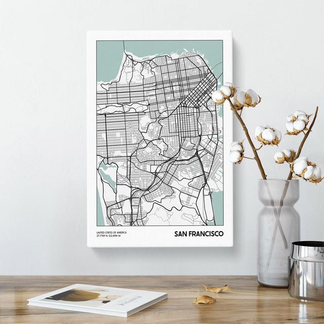 Map San Francisco USA - Wrapped Canvas Print East Urban Home Size: 50cm H x 35cm W x 3cm D on Productcaster.