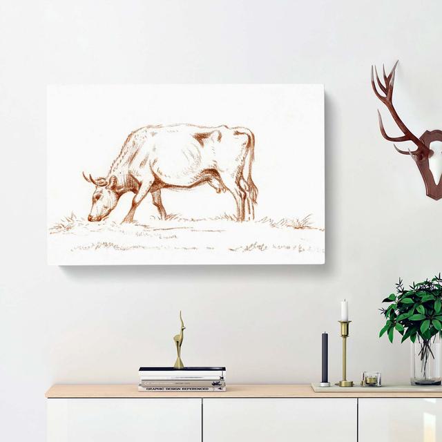 Grazing Cow by Jean Bernard - Wrapped Canvas Drawing Print East Urban Home Size: 40cm H x 60cm W x 3cm D on Productcaster.