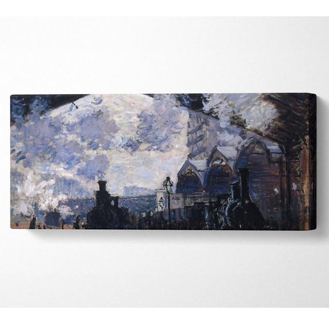 Monet The Gare St Lazare Panoramic Canvas Rosalind Wheeler Size: 50.8cm H x 121.9cm W x 10cm D on Productcaster.