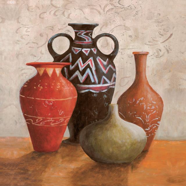 Ethnic Spice Pots Painting - Wrapped Canvas Painting ClassicLiving Size: 91cm H x 91cm W x 3.8cm D on Productcaster.