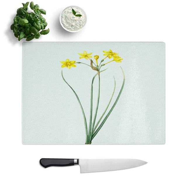 Tempered Glass Rush Daffodil Flowers by Pierre-Joseph Redoute Chopping Board East Urban Home Size: 28.5 cm W x 20 cm L on Productcaster.