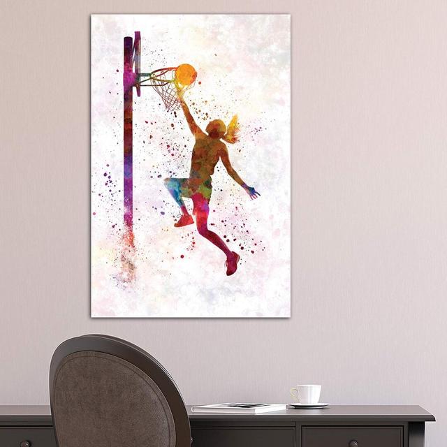 Young Woman Basketball Player In Watercolour IV by Paul Rommer - Wrapped Canvas Print Latitude Run Size: 101.6cm H x 66.04cm W x 1.91cm D on Productcaster.