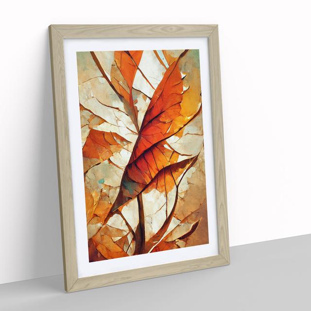 Abstract Autumn Leaf No.3 - Picture Frame Graphic Art Metro Lane Frame Colour: Oak, Size: 64cm H x 46cm W x 2cm D on Productcaster.