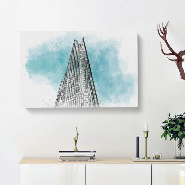 The Shard in London England in Abstract - Wrapped Canvas Graphic Art Print East Urban Home Size: 50cm H x 76cm W x 3cm D on Productcaster.