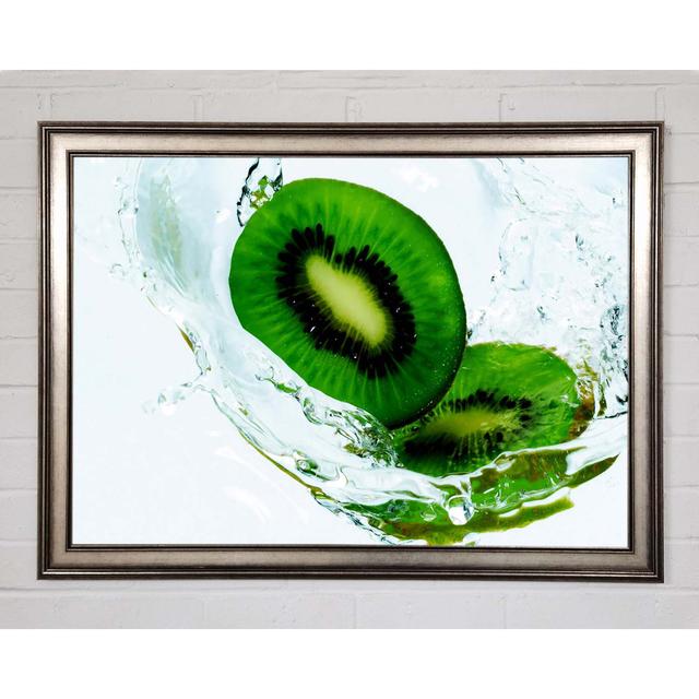 Gerahmtes Leinwandbild Fresh Kiwi Splash Brayden Studio Größe: 59,7 cm H x 84,1 cm B x 1,5 cm T, Format: Poster mit metallgrauem Rahmen on Productcaster.