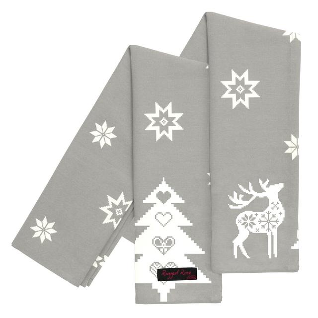 Christmas Reindeer & Fir Trees Towel The Seasonal Aisle Colour: Silver/Grey on Productcaster.