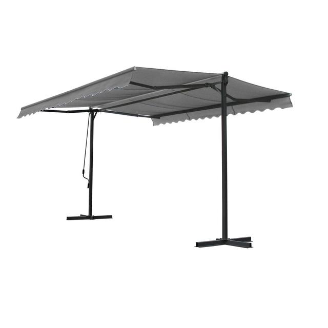 Goodson W 4m x D 4m Retractable Patio Cover Awning Dakota Fields Colour: Platinum grey on Productcaster.