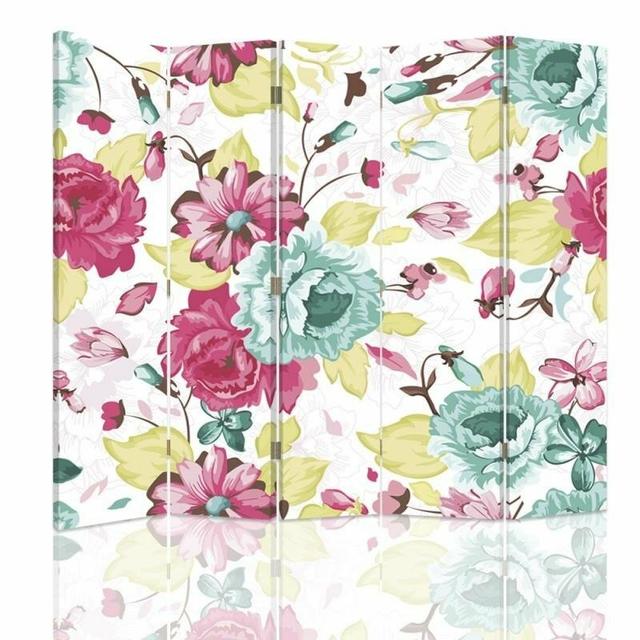 Flowers Canvas 5 Panel Room Divider Fleur De Lis Living on Productcaster.