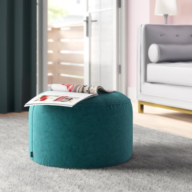 icon Gavrilovic Large Velvet Pouffe Ottoman Mercury Row Upholstery Colour: Teal Green on Productcaster.