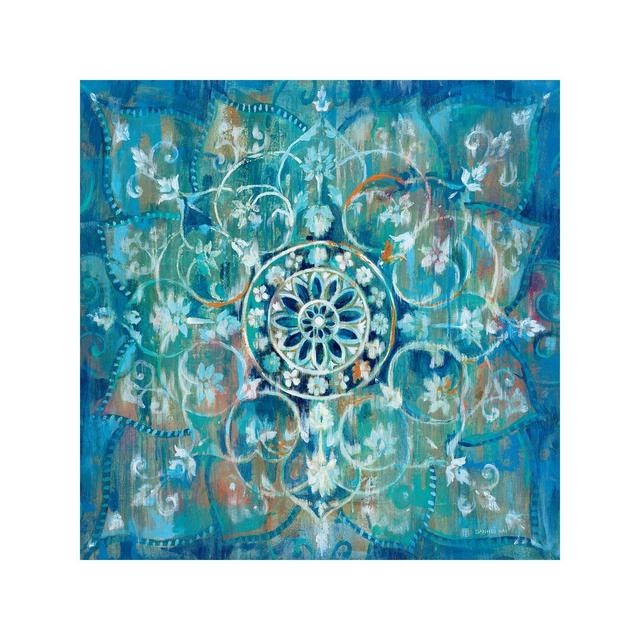 'Mandala in Blue I' by Danhui Nai - Wrapped Canvas Print Latitude Vive Size: 93.98cm H x 93.98cm W x 3.81cm D on Productcaster.