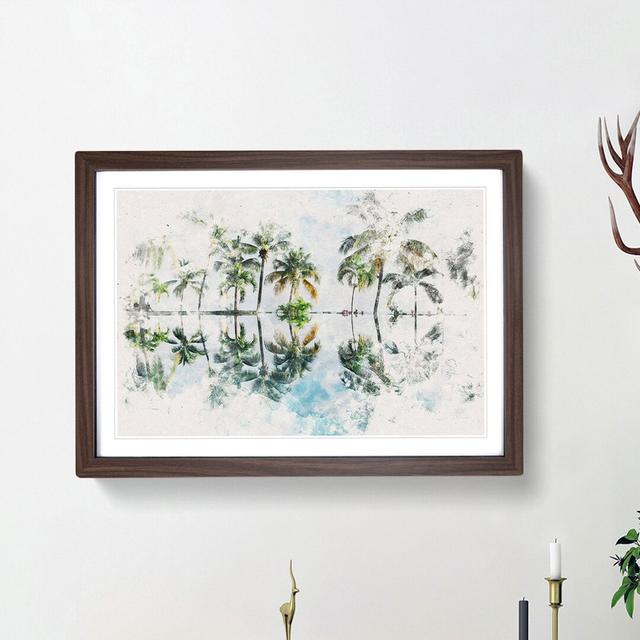 Palm Tree Reflections in Mauritius - Picture Frame Painting Print on MDF East Urban Home Size: 62cm H x 87cm W x 2cm D, Frame Option: Walnut Framed on Productcaster.