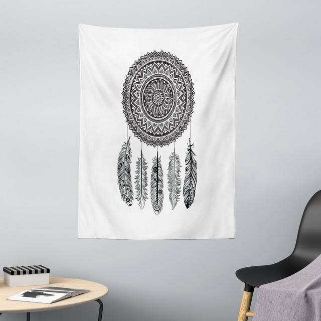 Tapestry, Aztec Dream Catcher, White and Charcoal Grey Abakuhaus Maße: 150 cm H x 110 cm B on Productcaster.