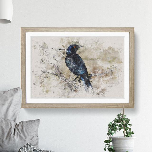 Starling Bird Watercolour - Picture Frame Graphic Art East Urban Home Frame Option: Oak, Size: 27cm H x 36cm W x 2cm D on Productcaster.