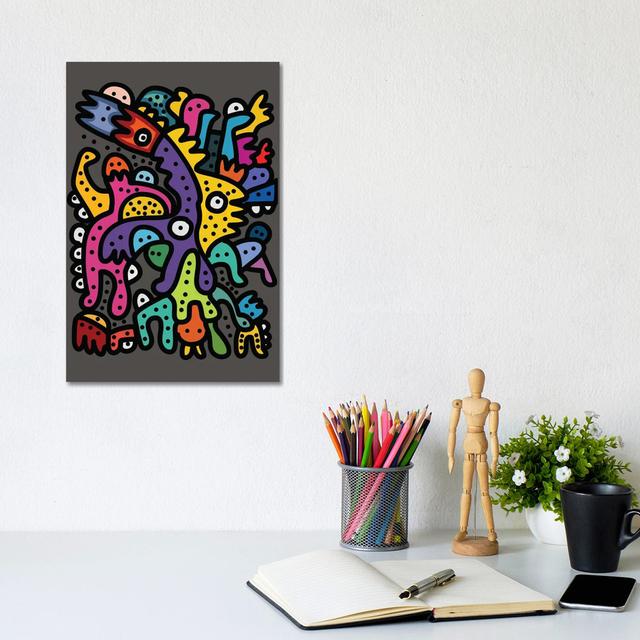 Cool Monsters Are Having Fun by Emmanuel Signorino - Wrapped Canvas Gallery-Wrapped Canvas Giclée Happy Larry Size: 30.48cm H x 20.32cm W x 1.905cm D on Productcaster.