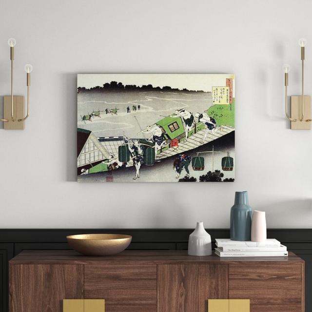 Hokusai - Wrapped Canvas Painting East Urban Home Size: 90cm H x 135cm W x 1.8cm D on Productcaster.