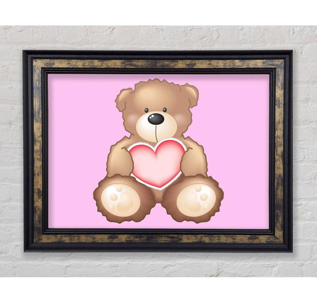 Teddy Bear Love Heart Pink Framed Print Bright Star Size: 29.7cm H x 42cm W on Productcaster.