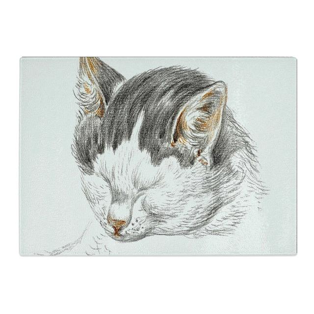 Tempered Glass a Sketch of a Cat by Jean Bernard Chopping Board East Urban Home Size: 28.5cm W x 20cm L on Productcaster.