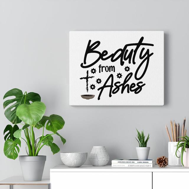 Beauty from Ashes - Wrapped Canvas Typography Blue Elephant Size: 28cm H x 36cm W on Productcaster.